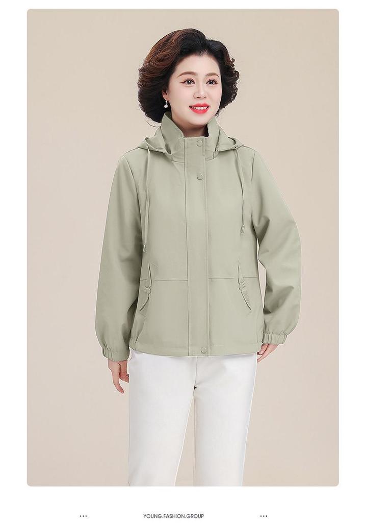 Petite Mom 2025 Fashionable Spring/Autumn Windbreaker for Middle-Aged Women