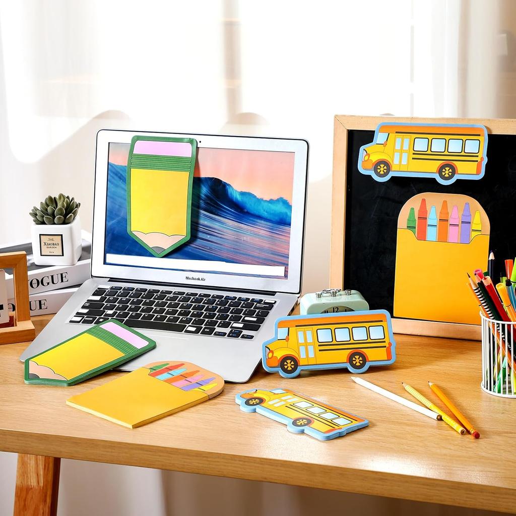 Eaasty 360 Sheets 5"x7" Large Teacher Sticky Notepads Pencil Crayon Box Bus Back to School Teacher Self-stick Note Gift Classroom Bulletin Board
