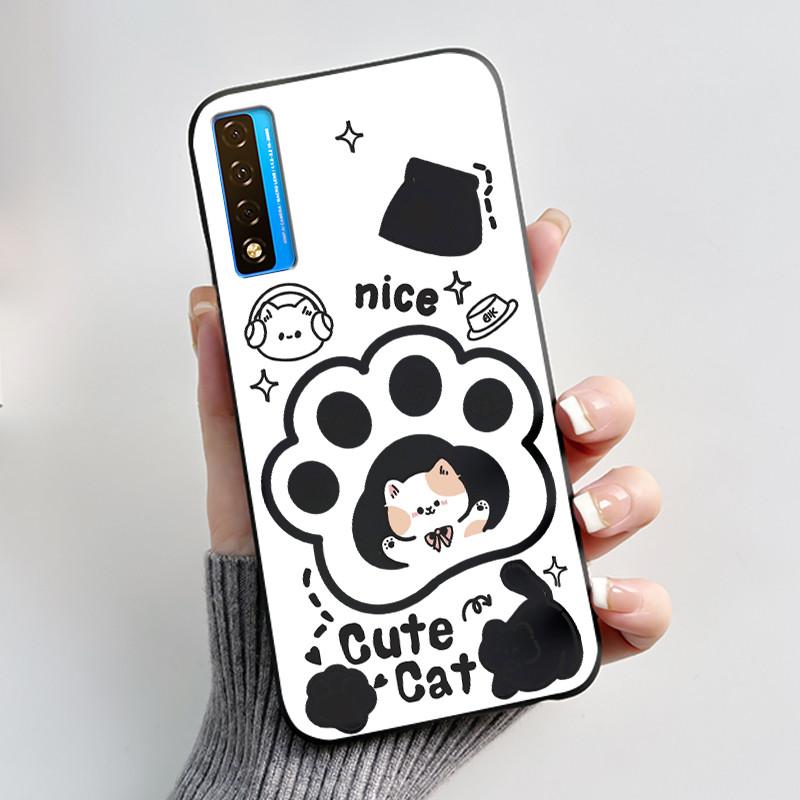 Casing For TCL 20 5G 20L+ 20S 20L Case Aesthetic Cute Cat Astronaut Black Soft Silicone Back Cover For TCL 20 Pro 5G Phone Case