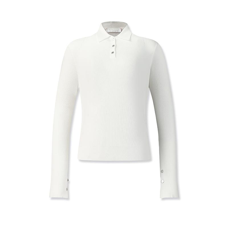 FILA Golf Series Fashion Simple Classic Casual Sports Versatile Comfortable Knitted Sweater Women sweater Jade-White A11W615418FWT