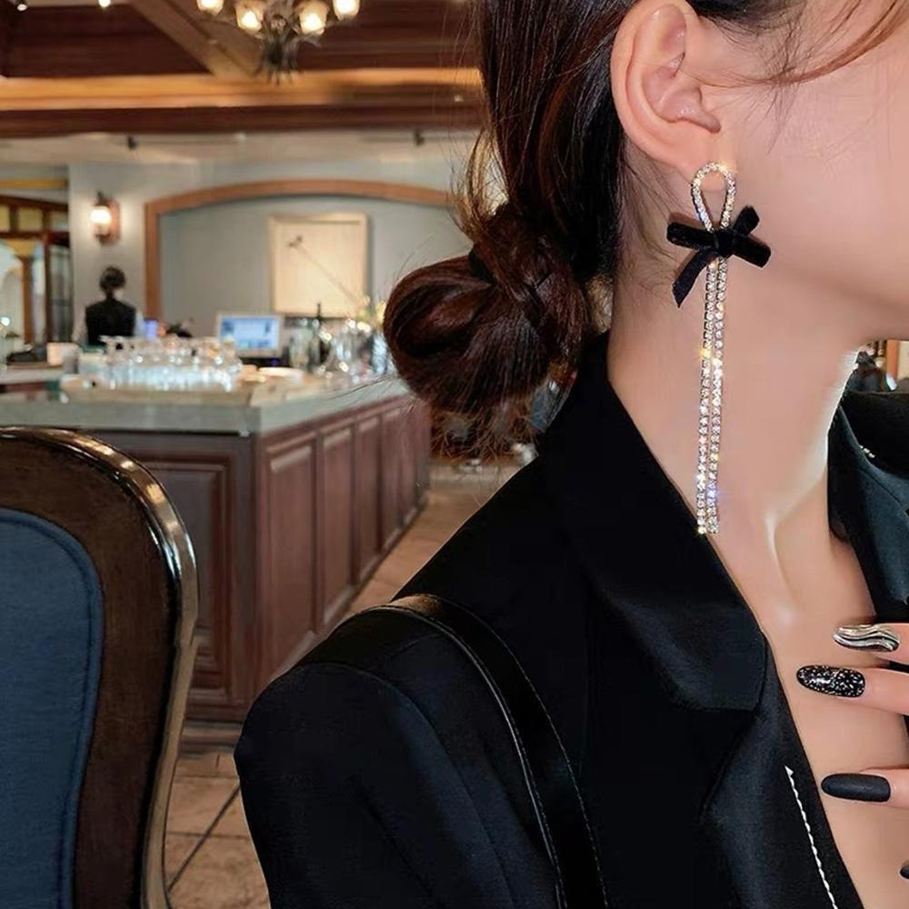 Women's Long Earrings, Fashion Earrings, Velvet Ribbon Flash