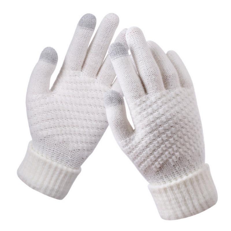 Gloves Winter men and women couples fleece thickened wool non-slip riding finger cold-proof knitted warm gloves