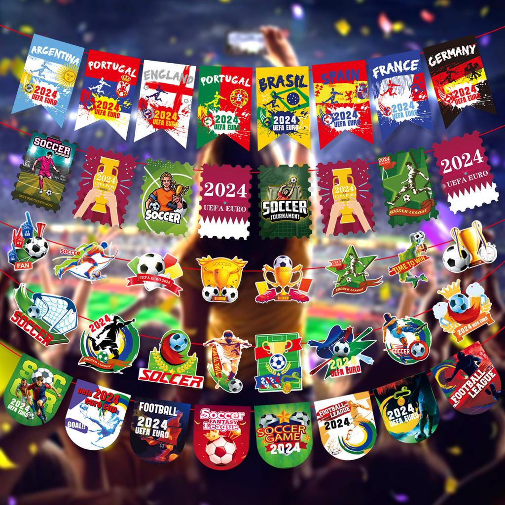 European Cup Football Theme Party Decoration Football Flag Banner Latte