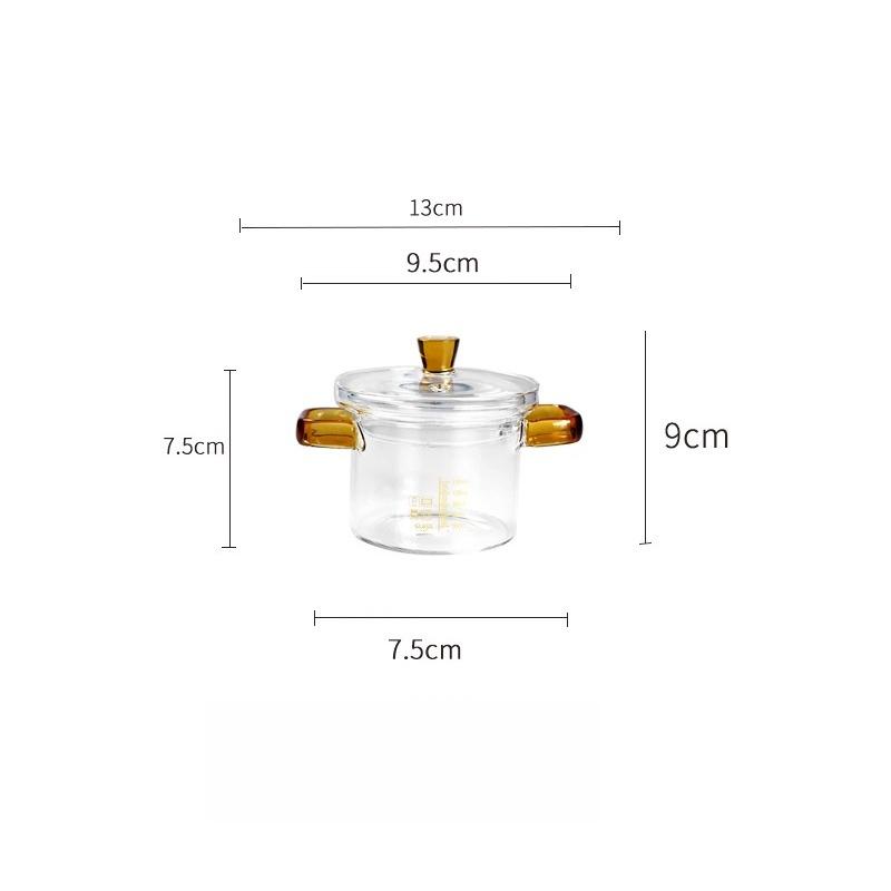 Glass Stew Pot Home Steaming Egg Bowl Baby Food Bowl Dessert Bowl with Scale and Lid Waterproof Cup