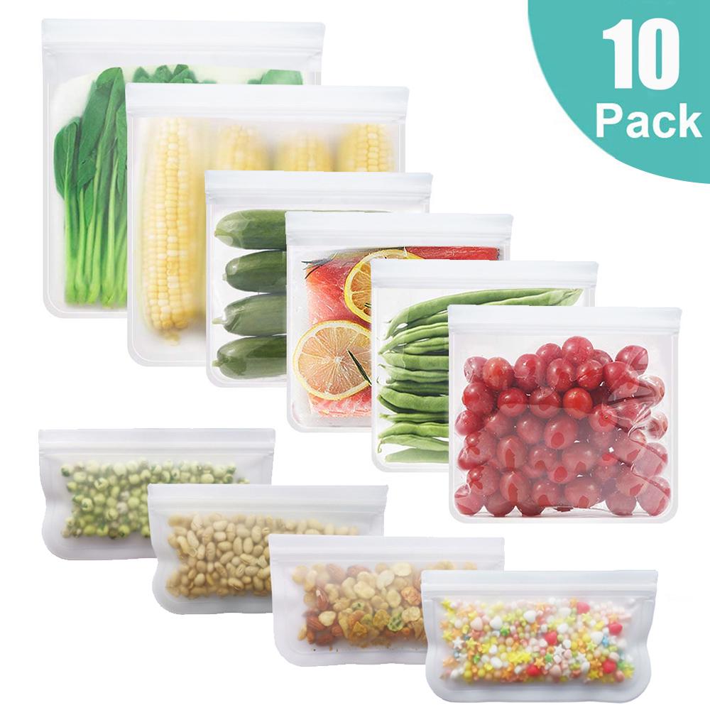 Buy PEVA Food Storage Bags 10 Packs Leakproof Ecofriendly Reusable Food