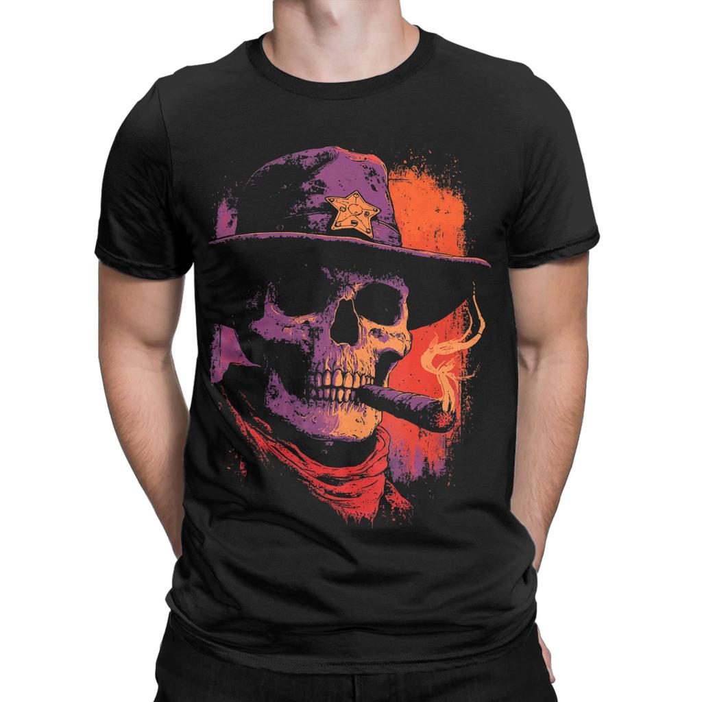 Skeleton Smoking Tshirt For Unisex Awesome Pure Cotton Tees Crew Neck Short Sleeve T Shirts Summer Clothing