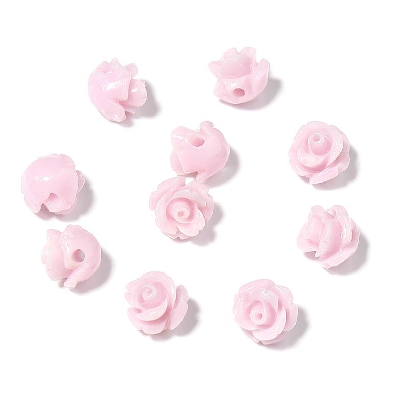 30pcs 6mm Resin Artificial Coral Beads for Jewelry Making Camelia Flower Beads DIY Earring Bracelet Neckalce Accessories