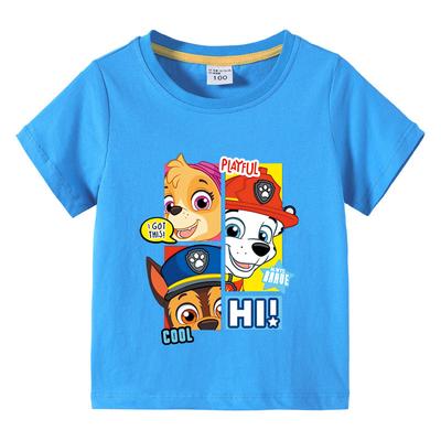 Paw Patrol Children Summer Clothes Boys Tshirt  Kids Solid Color Loose Tee Tops Girls Round Neck Cartoon Tees