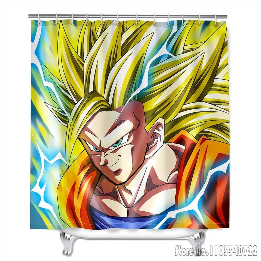 Anime Dragon Ball Z Son Goku Burdock Broli Bath Shower Curtain Waterproof 3D Cute With Hooks For Kids Bathroom Decoration