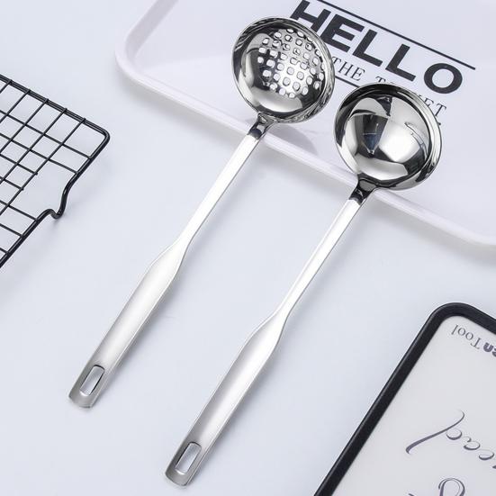 Stainless Steel Hotpot Soup Ladle Spoon Strainer Scoops Durable Slotted Spoon Rust-Proof Skimmer Spoon for Kitchen Cooking Utensil Banquets Picnics
