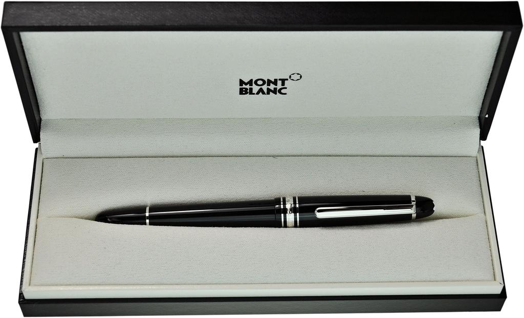 Montblanc Classic Black Platinum Line Fountain Pen P145bk Medium Nib Meisterstück (M)