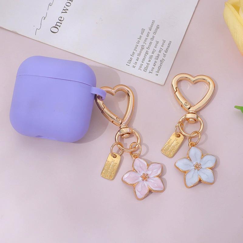 1PC Key Ring Friend Gifts Pendant Keychain Handbag Decor Heart-shaped Cute Metal Sakura Flower Cherry Blossom