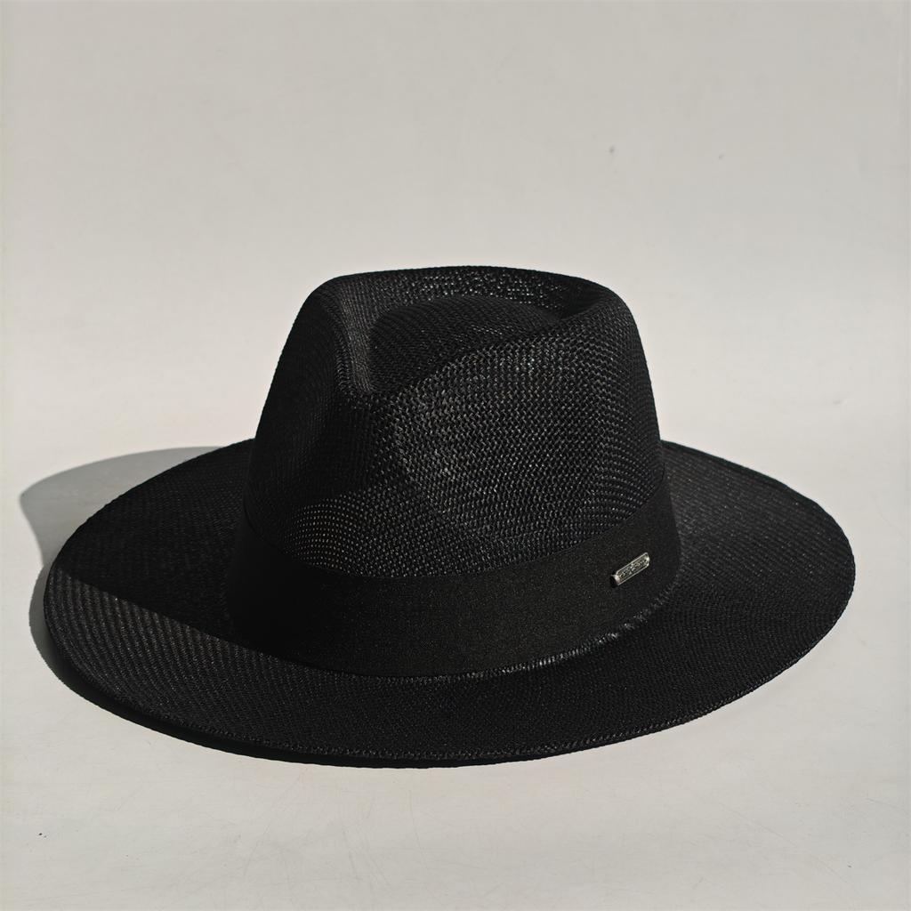 Handgeweven Hoed Veer Accessoire Mannen Breedgerande Panama Jazz Hoed Buiten Zonbescherming Stro Hoed Unisex Stijl voor Lente & Zomer