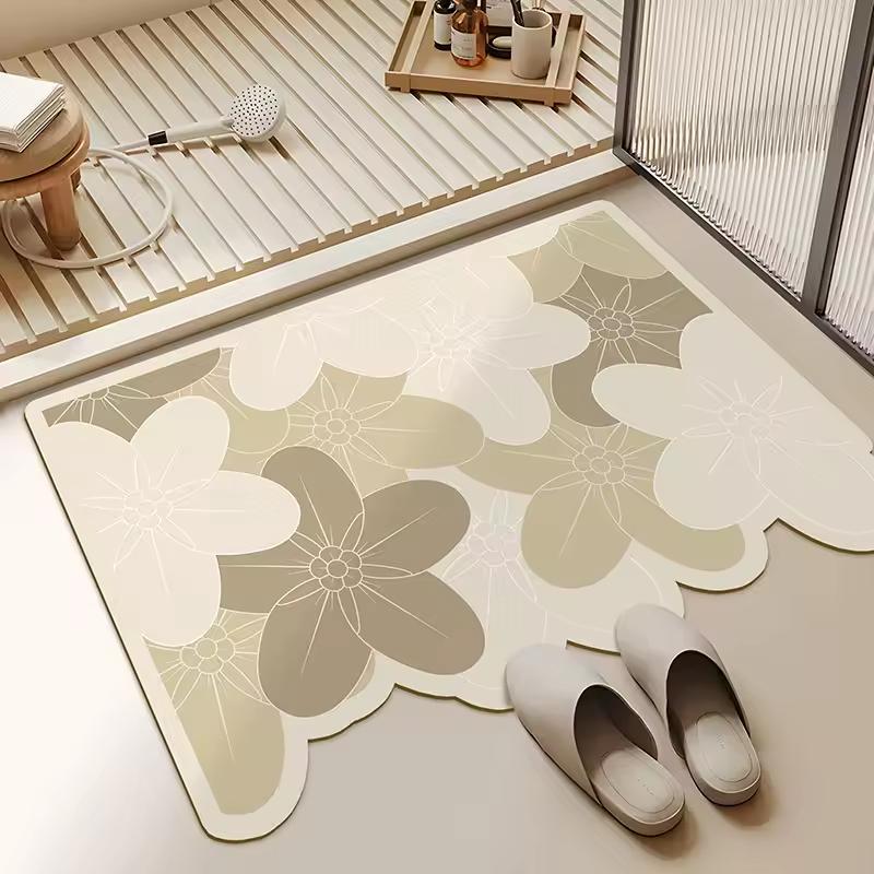 Tappeto da Bagno Floreale Tappeto Irregolare Tappetino Assorbente per Pavimenti Domestico Resistente all'Usura Tappetino da Bagno ad Assorbimento Rapido