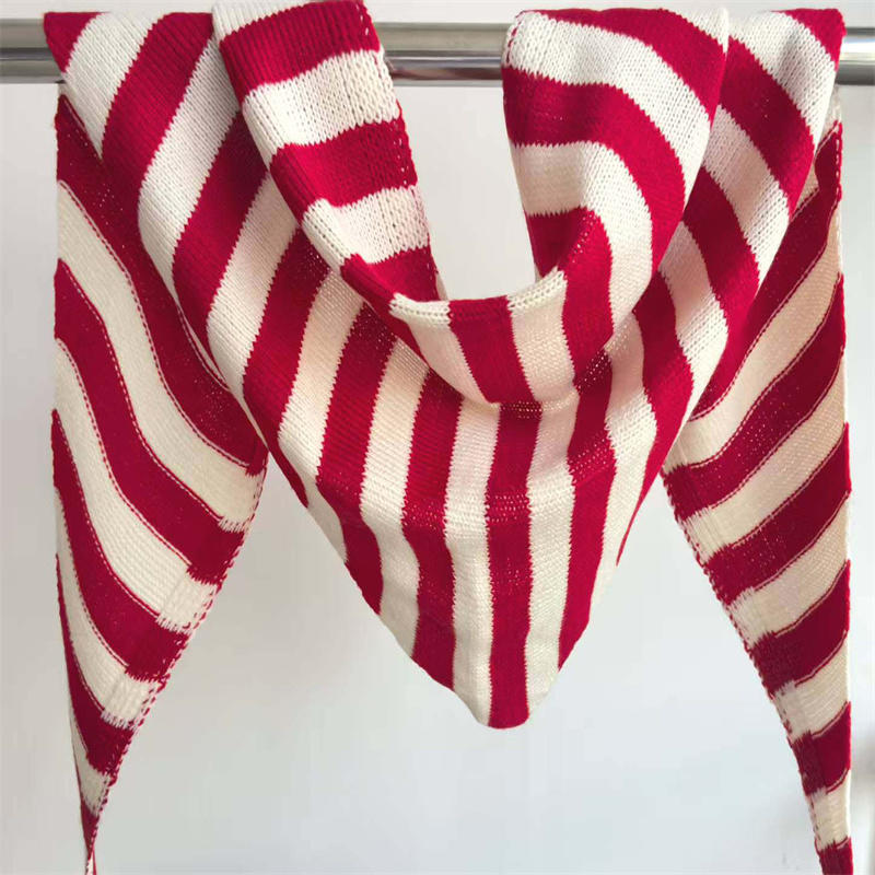 New Women Wool Scarf Shawl Winter Warm Soft Knitted Striped Triangle Fashion Brand Bandana Lady Wool Scarves