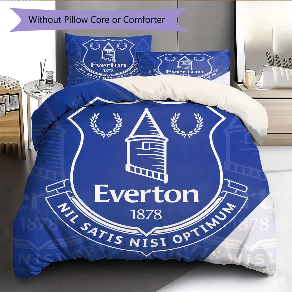 Everton F.C.  Pattern Bedding Quilt Set  Home Decoration  Gift (1 * Duvet Cover + 2 * Pillowcase  Without Core)