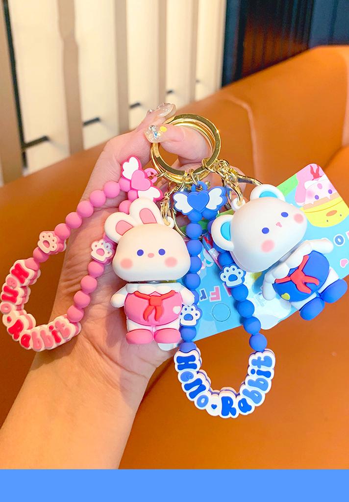 Children'S Fun Fun Fun Fun Rabbit Keychain Creative Student School Bag Pendant Cartoon Bear Car Keychain Pendant