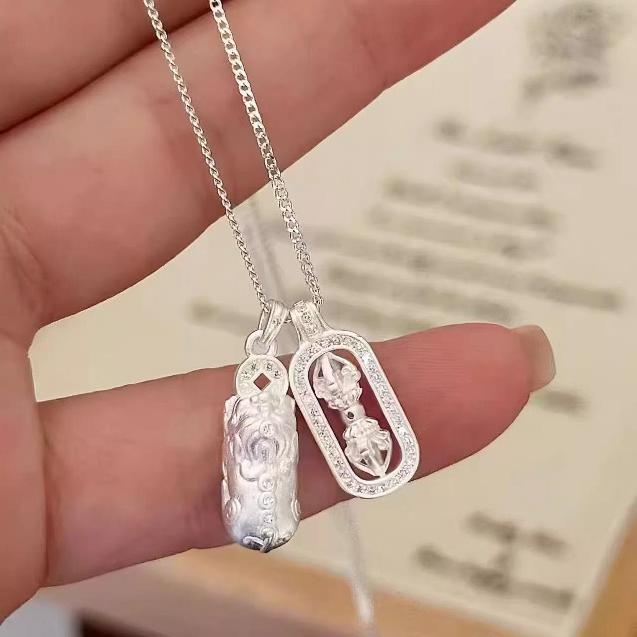 Вращающийся подвес Пиксиу Ваджра с инкрустацией бриллиантами - Унисекс Ретро Скипетр в Модном Крутом Китайском Стиле