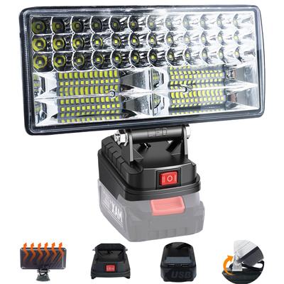 Kabellose LED-Arbeitsleuchte, 8000 Lumen, Kompatibel mit 14,4V18V, Angelbeleuchtung, Duale Ladeausgänge, IP66 Wasserdicht und Staubdicht, Leistung