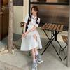 Irregular Hem Solid Color Dresses Female Summer Design Sense Bubble Sleeve Dress