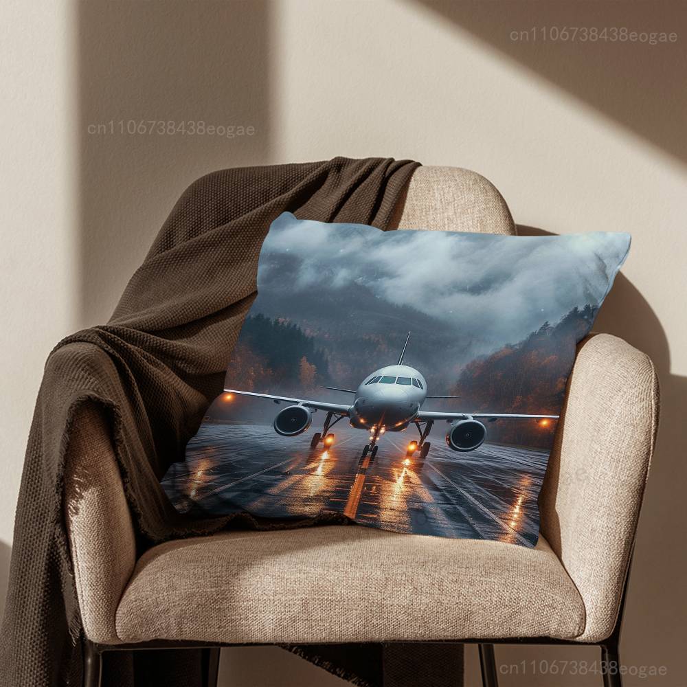 Art Airplane Plane Pillow Case For Room Sofa Cushion Cover Suitable For Home Bedroom Decoration And Protector