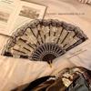 Fashion Floral Pattern Lace Hand Fan Tassel Design Small Size Folding Fan Chinese Style Foldable Decorative Fan Photo Props