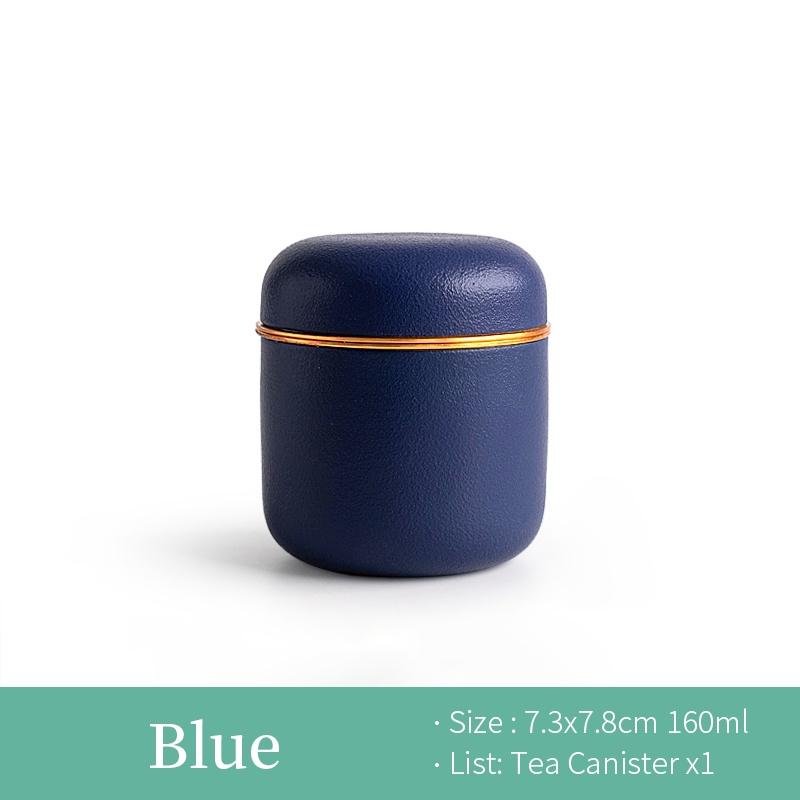 

160ml Frosted Ceramic Tea Canister Small Sealed Jar Creative Tea Storage Canister Moisture-Proof Storage Jar синий