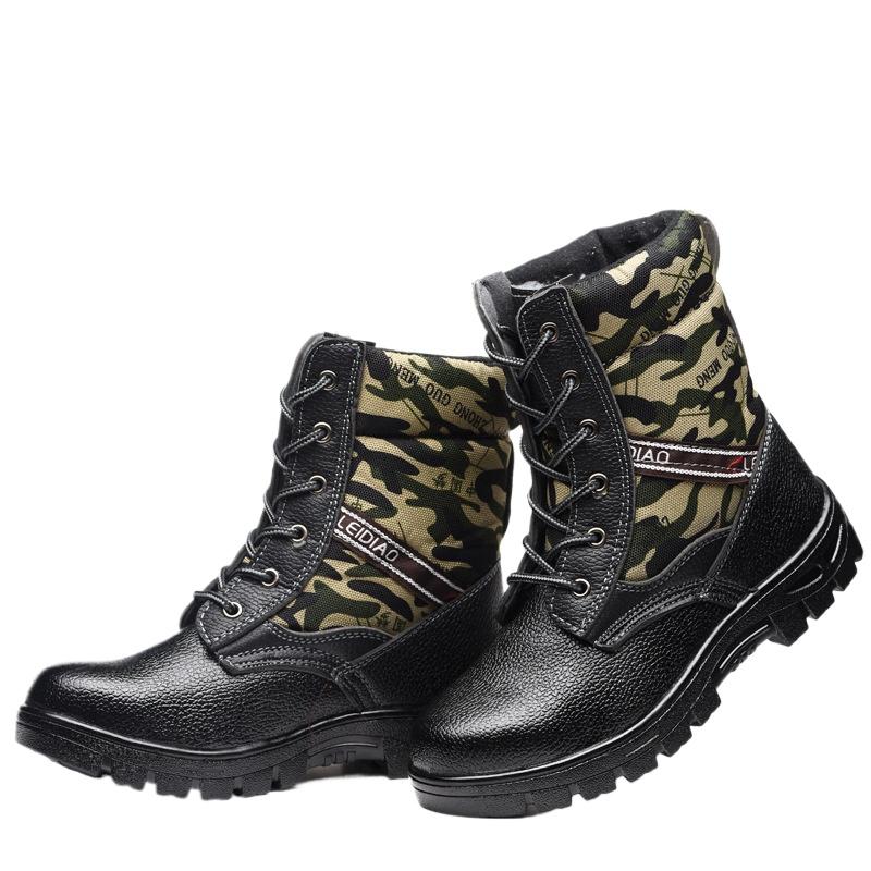 Camouflage High-top Labor Insurance Shoes, Smash-proof and Puncture-proof Snow Safety Shoes