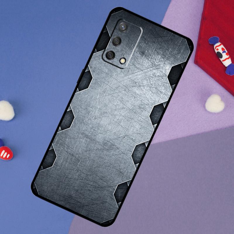 Steel Iron Metal Pattern Case For OPPO A74 A94 A54 A17 A57 A77 A18 A58 A78 A98 A15 A52 A72 A5 A9 A53S A16 A76 A96