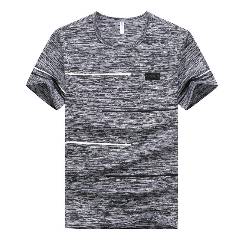 Men s Plus Size Korean Style Ice Silk Crew Neck Tee M серый