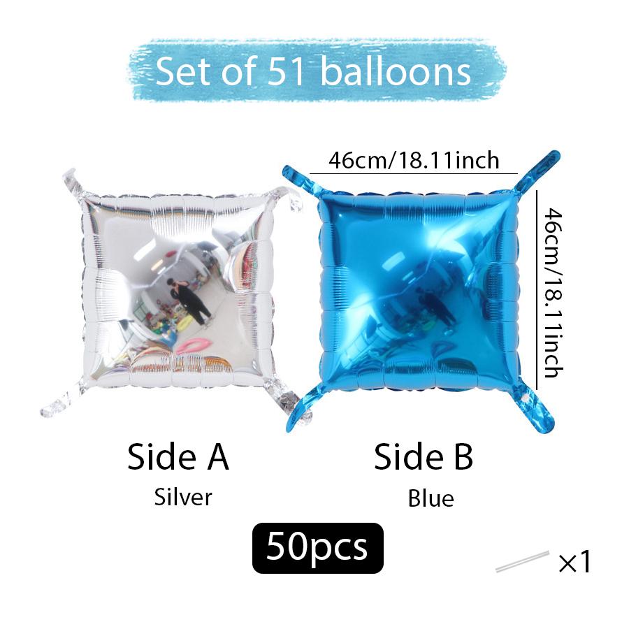 50 Pieces of Square Double-Sided Aluminum Foil Balloon Walls, Birthday Parties, Anniversaries, Wedding Season, Valentine's Day
