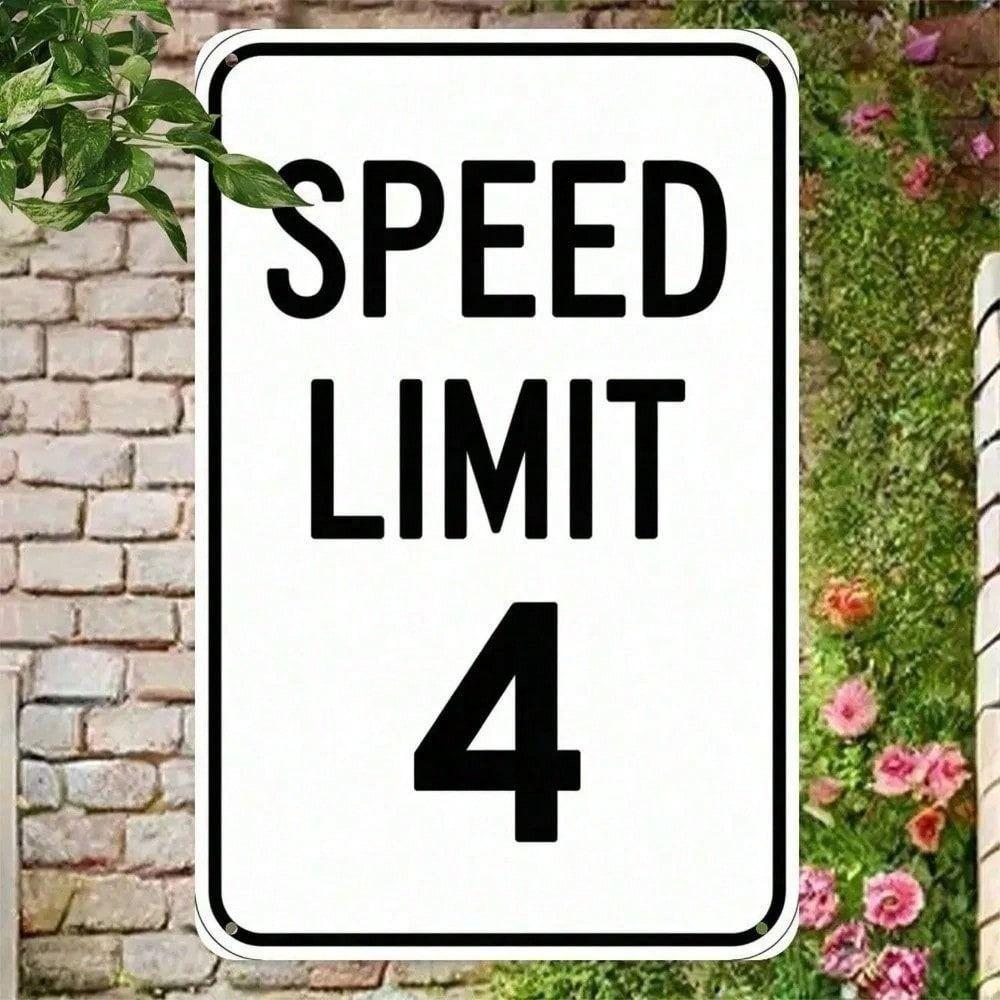 Speed Limit 4 Metal Poster, Retro Sign for Garage Bar Cafe Wall Decor
