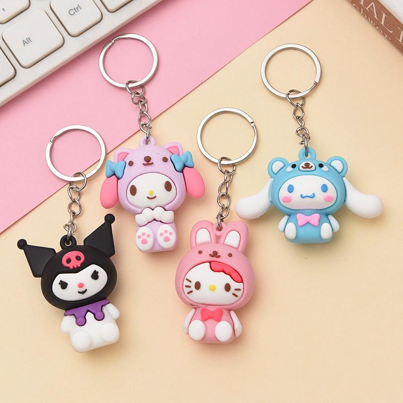 Kawaii  Kuromi Creative Toy Keychain Charm My Melody Cinnamoroll 5CM Couple bag ornament packaging decoration Gift