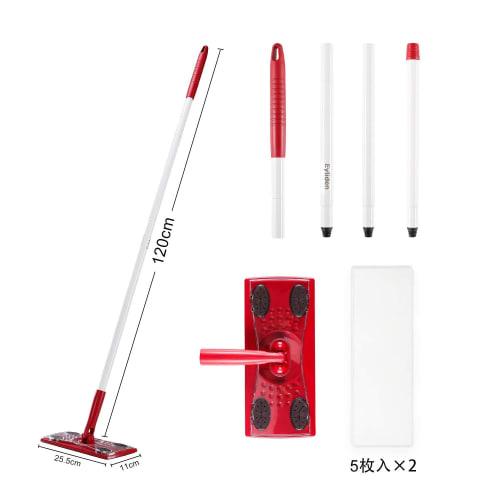 Eyliden Floor Wiper, Floor Mop, Red, Joint Type, Cleaning Tool, Floor Wiper, Cleaning Sheet, Pack of 10 Dry Sheets
