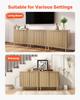 Coffee Bar Cabinet, Mid Century Fluted Coffee Bar Table with 2-Tier Storage, Buffet Stand Cabinet with 2 Barn Door, Sideboard Buffet Station for
