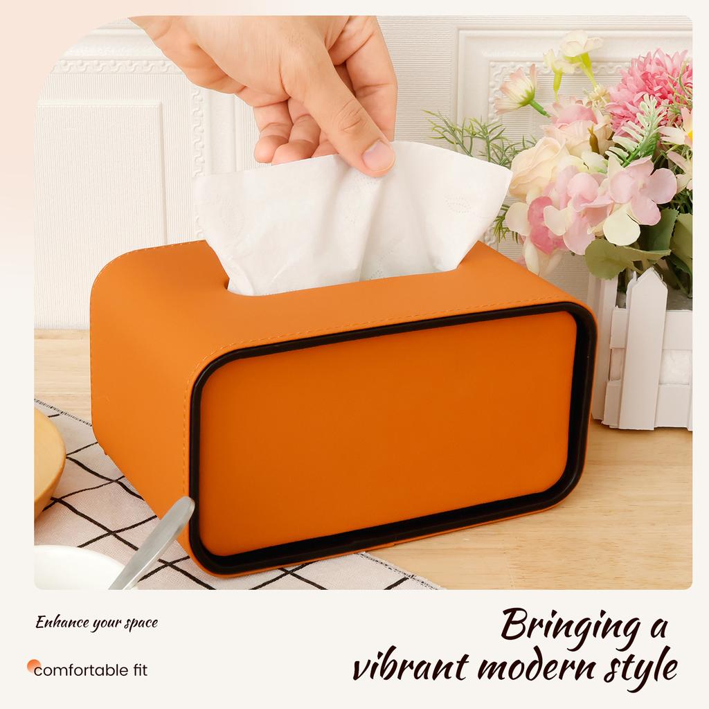 Light Luxury PU Leather Tissue Box Cover Rectangular Desktop Napkin Organizer High-end Stylish Living Room Paper Storage Box