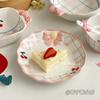 Instagram Cherry Plate Home Vegetable Plate Breakfast Plate High Beauty Dessert Cute Ceramic Tableware Flat Dish Set Decoration