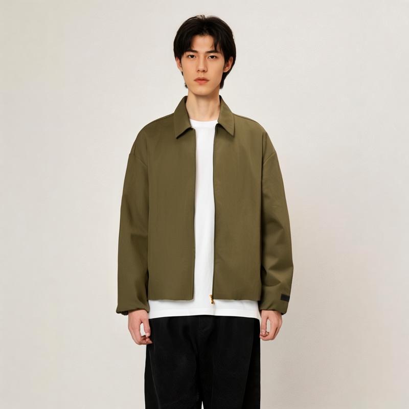 Fear of God Essentials Textured Nylon Trucker Jacket Military Men Outerwear Green 202BT246385F