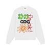 Relaxed Fit Cotton Sweatshirt With Heart Print Long Sleeve Crew Neck Fleece Lined Unisex Winter Casual Top