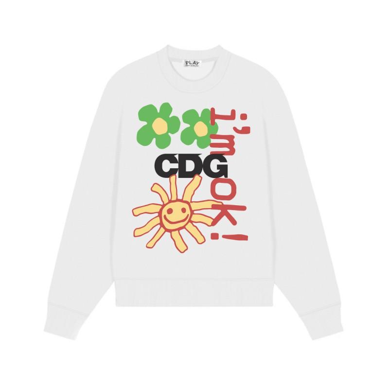 Relaxed Fit Cotton Sweatshirt With Heart Print Long Sleeve Crew Neck Fleece Lined Unisex Winter Casual Top