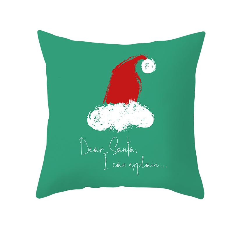 

Green Series Christmas Peach Skin Printed Pillow Covers Home Furnishings Sofa Cushion Covers 45 * 45Cm (without pillow core)