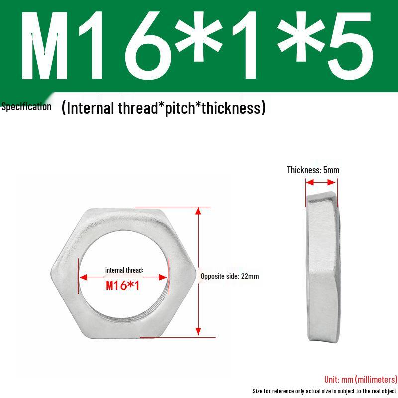 GB808 White Zinc Hex Thin Nut, Fine Thread, Lamp-Type, M6-M30