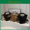 Chic Retro Bucket Handbag For Women Simple Solid Color 2024 Winter New Shoulder Bag
