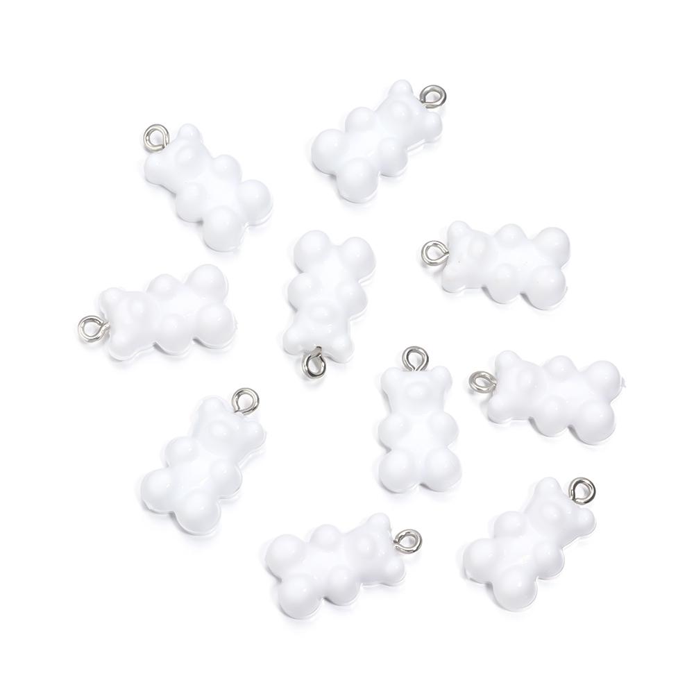 10Pcs/Lot 22×12mm Acrylic Pendant Macaron Colored Mini Bear Pendant For Diy Cute Necklace Earrings Gift Jewelry Accessories