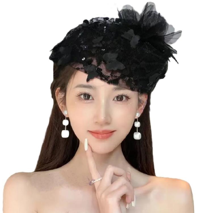 Auffälliger Fascinator-Hut mit Feder- und Blumenstirnband für Damen – Haarschmuck für Abendveranstaltungen und Bankette