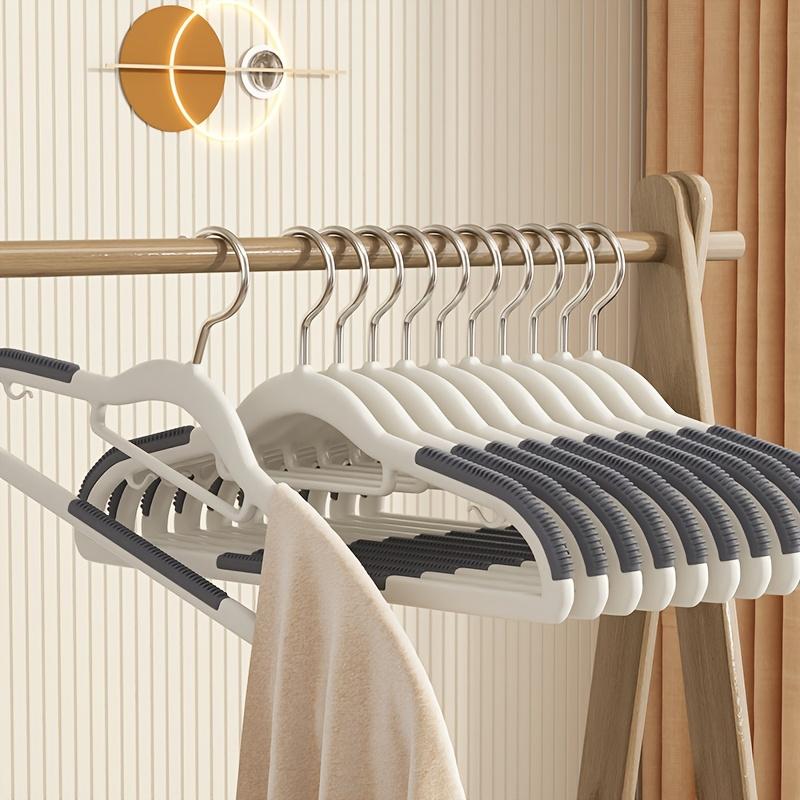 10Pcs Heavy Duty Plastic Hangers, Clothes Hangers with Non-Slip Pads, Great for Shirts, Pants, Scarves, Strong Enough for Coat