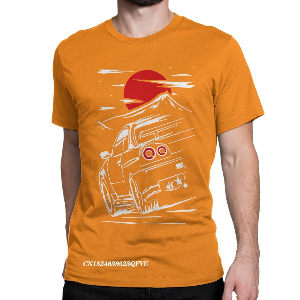 New Men T-Shirts Car Vintage Premium Cotton Tee Shirt Japanese Print Tops T Shirts Clothes
