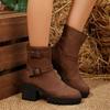 Plus-size Shoes, High-heeled Boots, Women's Shoes, Versatile Round-toed, Thick-heeled, Short-top Fashion Boots