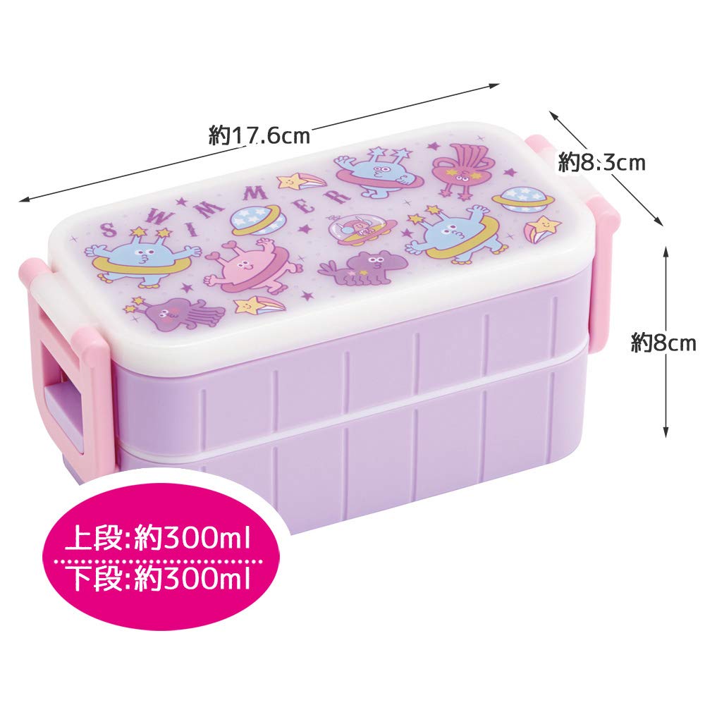 Skater Lunch Made in YZW3 Two-Tier Box, 600ml, Swimmer/Space Boy, Japan,