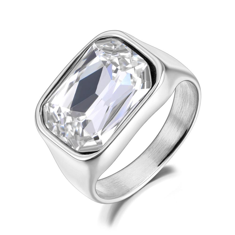 

Lokaer Luxury Shiny Cubic Zirconia Stainless Steel Wedding Statement Ring 18K PVD Gold Plated Fashion Waterproof Jewelry R24007 9